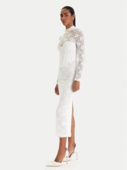 Bardot Sukienka koktajlowa Carmen 60189DB Biały Slim Fit. Białe sukienki Bardot, bez wzorów, z syntetyku, wizytowe, bez kołnierzyka, bez ramiączek. Za 749.99 zł.