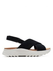 Clarks Sandały DashLite Wish 26171948 Czarny. Czarne sandały Clarks, bez wzorów, ze skóry, bez obcasa, na płaskiej podeszwie, bez zapięcia. Za 319.99 zł.