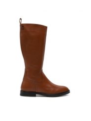 Tommy Hilfiger Kozaki T4A6-33591-0092520 Brązowy. Brązowe kozaki Tommy Hilfiger, bez wzorów, ze skóry, bez obcasa, na płaskiej podeszwie, bez zapięcia. Za 699.99 zł.