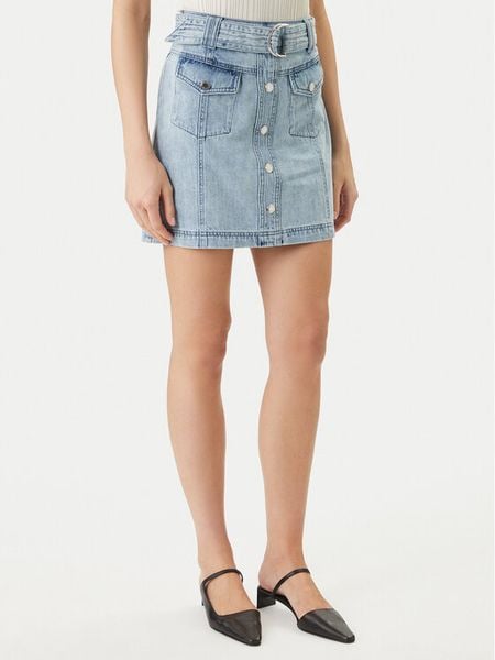 Morgan Spódnica jeansowa 251-JOLAM Błękitny Regular Fit. Niebieskie spódnice Morgan, bez wzorów, z bawełny. Za 203.99 zł.