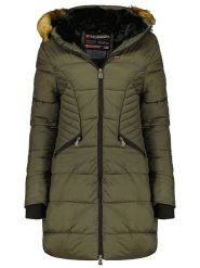 Geographical Norway Płaszcz zimowy "Abeille" w kolorze khaki rozmiar: S. Brązowe płaszcze Geographical Norway, na zimę, s, bez wzorów, z puchu, bez kaptura. Za 242.13 zł.