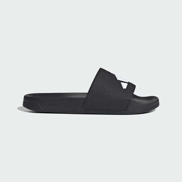 Klapki ADILETTE SHOWER SLIDES. Białe klapki adidas, bez wzorów, sportowe, bez obcasa, bez zapięcia. Za 119.00 zł.