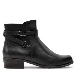 Botki Caprice. Czarne botki Caprice, bez wzorów, bez obcasa, na płaskiej podeszwie, bez zapięcia. Za 299.99 zł.