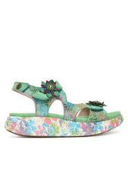 Laura Vita Sandały Nikito 03 Turkusowy. Niebieskie sandały LAURA VITA, bez wzorów, ze skóry, bez obcasa, na płaskiej podeszwie, bez zapięcia. Za 459.99 zł.