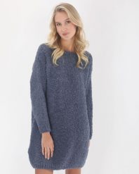 Luźna niebieska sukienka. Niebieskie sukienki Unisono, s, bez wzorów, z dzianiny, bez kołnierzyka, bez ramiączek, mini. Za 249.00 zł.