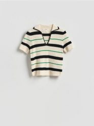 Sweter polo - wielobarwny. Swetry Reserved, l, bez wzorów, z dzianiny, bez ramiączek. Za 179.99 zł.