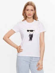 KARL LAGERFELD T-Shirt Ikonik 2.0 Karl 230W1700 Biały Regular Fit. Białe t-shirty KARL LAGERFELD, m, bez wzorów, z bawełny, bez kołnierzyka, bez ramiączek. Za 249.99 zł.
