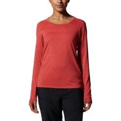 Koszulka sportowa damska Mountain Hardwear Mighty Stripe z długim rękawem. Czerwone t-shirty sportowe MOUNTAIN HARDWEAR, s, bez wzorów, bez ramiączek. Za 209.00 zł.