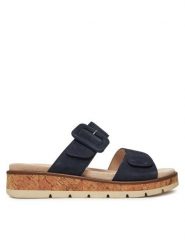 Caprice Klapki 9-27206-44 Granatowy. Niebieskie klapki Caprice, bez wzorów, ze skóry, bez obcasa, bez zapięcia. Za 226.99 zł.