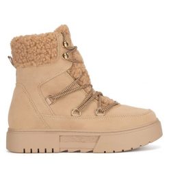 Trzewiki Jenny Fairy. Brązowe botki Jenny Fairy, bez wzorów, bez obcasa, na płaskiej podeszwie, bez zapięcia. Za 129.99 zł.