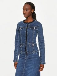 Liu Jo Kurtka jeansowa UF4094 D4448 Granatowy Regular Fit. Niebieskie kurtki Liu Jo, bez wzorów, z bawełny, bez kaptura. Za 659.99 zł.