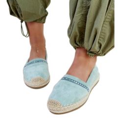 Zielone espadryle z cyrkoniami Abia. Zielone espadryle bez wzorów, z gumy, eleganckie, z okrągłym noskiem, bez obcasa. Za 74.48 zł.