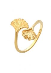 Elli Damski Trend z motywem liścia miłorzębu w srebrze próby 925 Sterling Silver Pierścionki 1 ct. Szare pierścionki Elli, pozłacane. Za 248.99 zł.