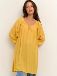 Kaffe Tunika Amber 501030 Żółty Regular Fit. Żółte tuniki Kaffe, bez wzorów, z wiskozy, bez kołnierzyka, bez ramiączek. Za 59.99 zł.