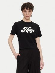 HUGO T-Shirt Damacia_4 50539101 Czarny Regular Fit. Czarne t-shirty Hugo, s, bez wzorów, z bawełny, bez kołnierzyka, bez ramiączek. Za 179.99 zł.