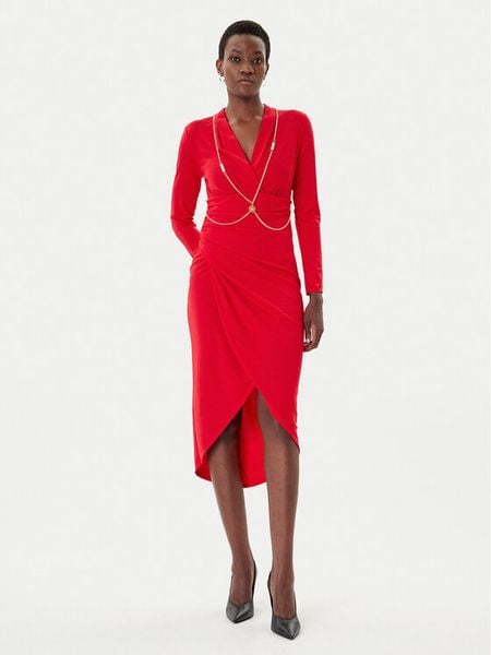 Rinascimento Sukienka koktajlowa CFC0020146002 Czerwony Slim Fit. Czerwone sukienki Rinascimento, m, bez wzorów, z syntetyku, wizytowe, bez kołnierzyka, bez ramiączek. Za 339.99 zł.