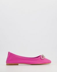 BALERINY Z BŁYSZCZĄCĄ KOKARDĄ E112-2 FUXIA. Baleriny Venezia, bez wzorów, ze skóry, bez obcasa, bez zapięcia. Za 339.00 zł.