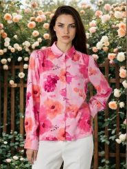 Wiskozowa koszula ze wzorem - wielobarwny. Koszule Sinsay, l, bez wzorów, z wiskozy, bez kołnierzyka, bez ramiączek. Za 39.99 zł.