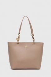 Tommy Hilfiger torebka kolor brązowy. Brązowe shopper bag Tommy Hilfiger, bez wzorów, na ramię, bez dodatków. Za 799.99 zł.