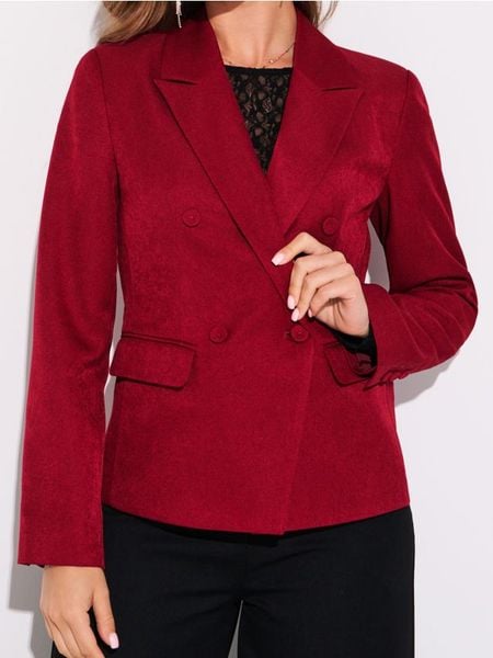 Taliowany żakiet - koralowy. Pomarańczowe marynarki i żakiety Sinsay, l, bez wzorów, bez ramiączek. Za 79.99 zł.