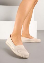 Beżowe Tenisówki Ozdobione Paskami Heloti. Brązowe trampki Renee, bez wzorów, z jeansu, bez zapięcia. Za 49.99 zł.