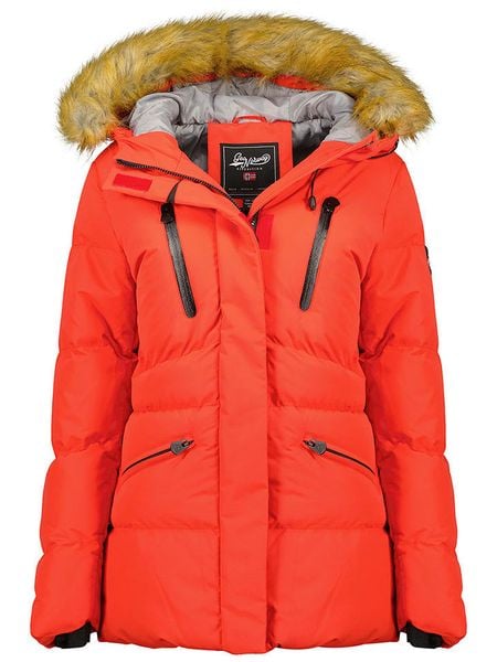 Geographical Norway Kurtka zimowa "Crown" w kolorze czerwonym rozmiar: XXL. Czerwone kurtki Geographical Norway, na zimę, xxl, bez wzorów, z puchu, bez kaptura. Za 319.13 zł.
