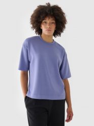 4F T-shirt regular z modalem damski - granatowy XL. Niebieskie t-shirty 4f, xl, bez wzorów, z dzianiny, klasyczne, bez kołnierzyka, bez ramiączek. W wyprzedaży za 39.99 zł.