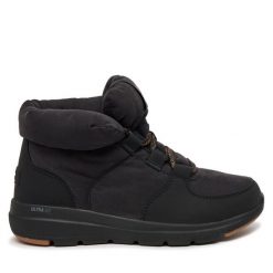 Botki Skechers. Czarne botki Skechers, bez wzorów, bez obcasa, na płaskiej podeszwie, bez zapięcia. Za 269.99 zł.