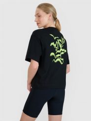 4F T-shirt regular z nadrukiem damski - czarny XL. Czarne t-shirty 4f, uniwersalny, bez wzorów, z bawełny, klasyczne, bez kołnierzyka, bez ramiączek. Za 59.99 zł.