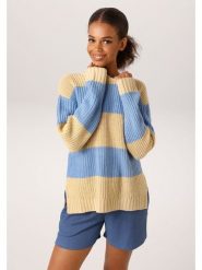 Aniston Sweter w kolorze błękitno-żółtym rozmiar: 36. Niebieskie swetry Aniston, bez wzorów, ze splotem, bez ramiączek. Za 130.99 zł.