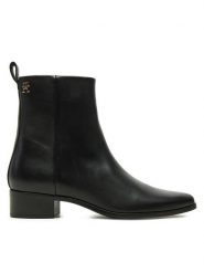 Tommy Hilfiger Botki Low Cowboy Flat Leather FW0FW08103 Czarny. Czarne botki Tommy Hilfiger, bez wzorów, ze skóry, bez obcasa, na płaskiej podeszwie, bez zapięcia. Za 519.99 zł.