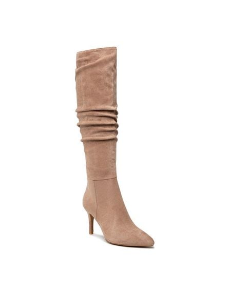 DeeZee Kozaki H030301-01 Beżowy. Brązowe kozaki DeeZee, bez wzorów, z materiału, bez obcasa, na szpilce, bez zapięcia. Za 229.99 zł.