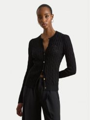 LAUREN RALPH LAUREN Kardigan 200P14040003 Czarny Regular Fit. Czarne swetry Lauren Ralph Lauren, xxl, bez wzorów, z bawełny, bez ramiączek. Za 949.99 zł.