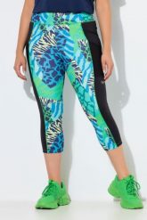 Damskie Legginsy capri wzór zwierzęcy elastyczny pas z recyklingu. Zielone legginsy Ulla Popken, bez wzorów, z elastanu. Za 239.99 zł.