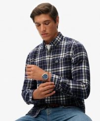 Superdry Koszula Lumberjack z długim rękawem, bawełniana - Krój relaxed. Niebieskie koszule Superdry, xl, z aplikacjami, z bawełny, klasyczne, bez kołnierzyka, bez ramiączek. Za 387.25 zł.