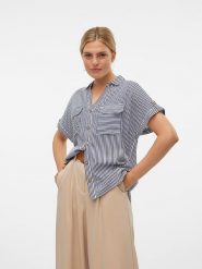 Vero Moda Bluzka w kolorze granatowym rozmiar: XS. Niebieskie bluzki Vero Moda, s, bez wzorów, z wiskozy, klasyczne, bez kołnierzyka, bez ramiączek. Za 70.41 zł.