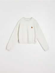 Bluza crewneck z naszywką - szary. Szare bluzy Sinsay, l, z aplikacjami, bez kaptura, do biegania. Za 39.99 zł.