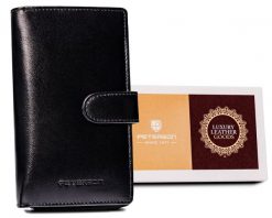 Portfel skórzany Peterson [D] PTN RD-42-GCL czarny. Czarne portfele Peterson, bez wzorów, ze skóry. Za 74.00 zł.