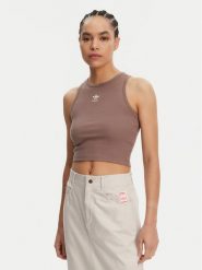 Adidas Top Essentials JC9009 Beżowy Slim Fit. Brązowe topy adidas, m, bez wzorów, z bawełny, bez kołnierzyka, bez ramiączek. Za 119.99 zł.