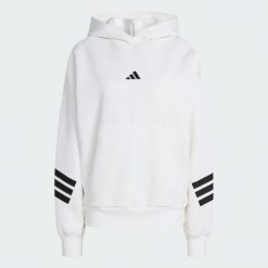 Bluza z kapturem Future Icons 3-Stripes. Białe bluzy adidas, bez wzorów, z materiału, bez ramiączek, z kapturem. Za 299.00 zł.