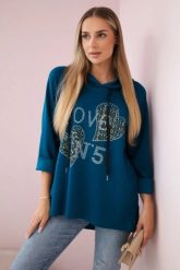 Bluza wiskozowa plus size Love morska. Zielone bluzy Kesi Włoski, l, bez wzorów, z elastanu, bez kaptura. Za 188.21 zł.