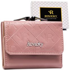 Portfel damski Rovicky RPX-32-PMT różowy. Czerwone portfele ROVICKY, bez wzorów, ze skóry. Za 50.00 zł.