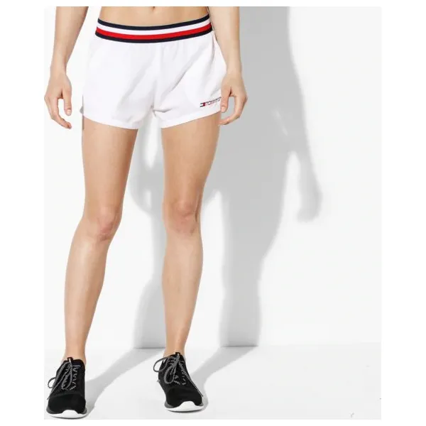Tommy Sport Szorty Z Sygnowaną Tasiemką Na Pasku , biały, rozmiar S. Białe szorty sportowe Tommy Hilfiger, bez wzorów, z materiału, na fitness i siłownię. W wyprzedaży za 139.99 zł.