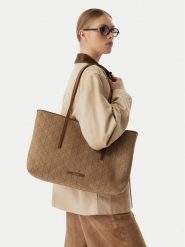Calvin Klein Torebka Emblem Aop Jacquard LV04F3750G Khaki. Brązowe shopper bag Calvin Klein, bez wzorów, z materiału, bez dodatków. Za 649.99 zł.