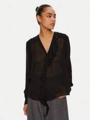 PINKO Bluzka 102964 A1JZ Czarny Regular Fit. Czarne bluzki Pinko, bez wzorów, z wiskozy, bez kołnierzyka, bez ramiączek. Za 329.99 zł.