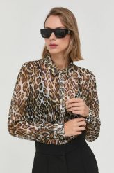Guess koszula damska kolor beżowy regular z kołnierzykiem klasycznym. Brązowe koszule Guess, l, z aplikacjami, z tkaniny, klasyczne, bez kołnierzyka, bez ramiączek. W wyprzedaży za 269.99 zł.