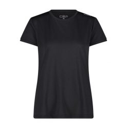 Damska koszulka z logo CMP. Czarne t-shirty sportowe CMP, l, bez wzorów, z materiału, bez ramiączek, na fitness i siłownię. Za 163.50 zł.