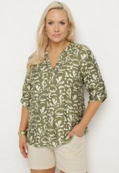 Ciemnozielona Koszula z Wiskozą w Abstrakcyjny Wzór Clarivana. Zielone koszule Born2be, l, bez wzorów, z wiskozy, eleganckie, bez kołnierzyka, plus size, bez ramiączek. W wyprzedaży za 63.74 zł.
