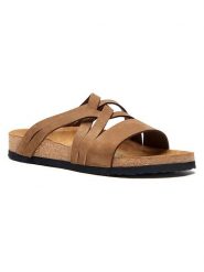 Comfortfusse Skórzane klapki w kolorze jasnobrązowym rozmiar: 36. Brązowe klapki Comfortfüße, bez wzorów, z materiału, klasyczne, z otwartym noskiem, bez obcasa, bez zapięcia. Za 252.99 zł.