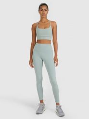 4F Legginsy treningowe szybkoschnące damskie - zielone L. Zielone legginsy 4f, bez wzorów, z dzianiny, sportowe. Za 119.99 zł.